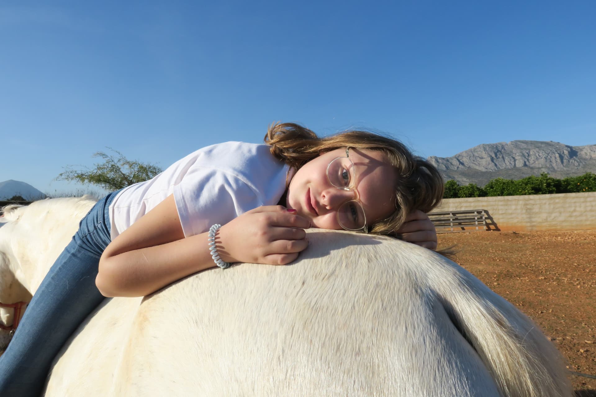 Descanso sobre el caballo blanco